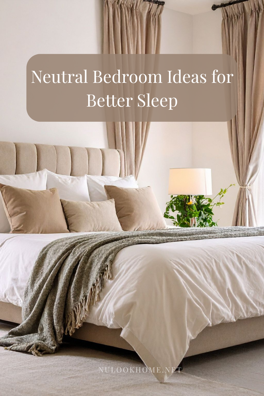 Neutral bedroom with soft beige tones, layered bedding, and warm lighting designed for better sleep and everyday comfort. Minimal neutral bedroom design featuring natural textures, calming colors, and clutter-free decor for relaxation. Cozy neutral bedroom with linen bedding, warm wood furniture, and soft ambient lighting for restful evenings. Timeless neutral bedroom decor with warm whites, textured textiles, and simple furniture layout. Calming neutral bedroom color palette designed to promote rest, relaxation, and better sleep quality. Neutral bedroom retreat featuring minimal decor, soft textiles, and a peaceful, uncluttered layout. Modern neutral bedroom with layered bedding, subtle textures, and warm lighting for everyday comfort. Serene neutral bedroom interior using beige and ivory tones, natural materials, and soft lighting.